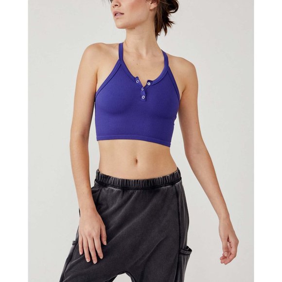 đLAST CHANCEđ NWT FP Movement Free Throw Henley Crop Tank / Outerspace - Picture 1 of 8